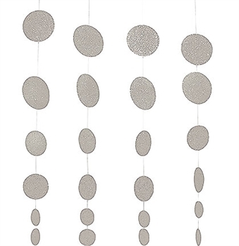 Set of 4 Silver Glitter Circle Dangler | Party Decorations