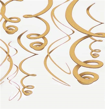 Set of 8 Gold Swirl Danglers