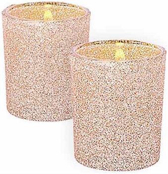 Set of 12 Gold Glitter Candle Holders