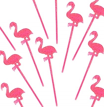 Set of 24 Pink Flamingo Picks