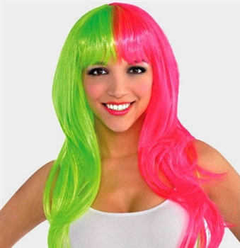 Hot Pink & Neon Green Wig