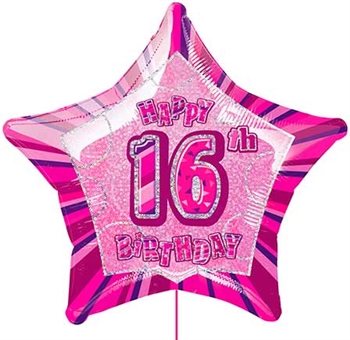 Happy 16th Birthday Star Shaped Balloon