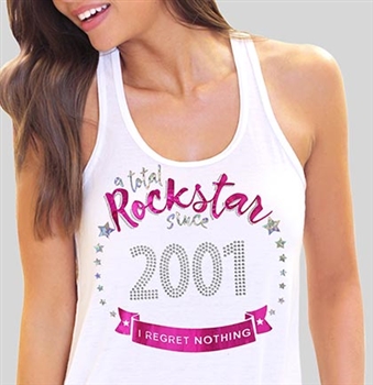 Total Rockstar Since 2001 Flowy Racerback Tank Top | Sweet 16 Shirts